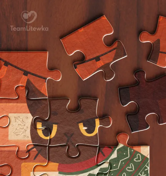 Teil eines Puzzles auf einem Holztisch